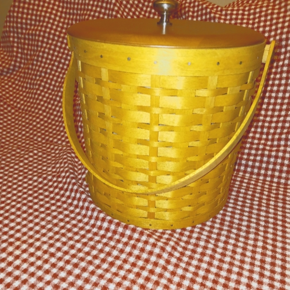 Longaberger ice bucket 2003 basket, lid, protector, and sealed container